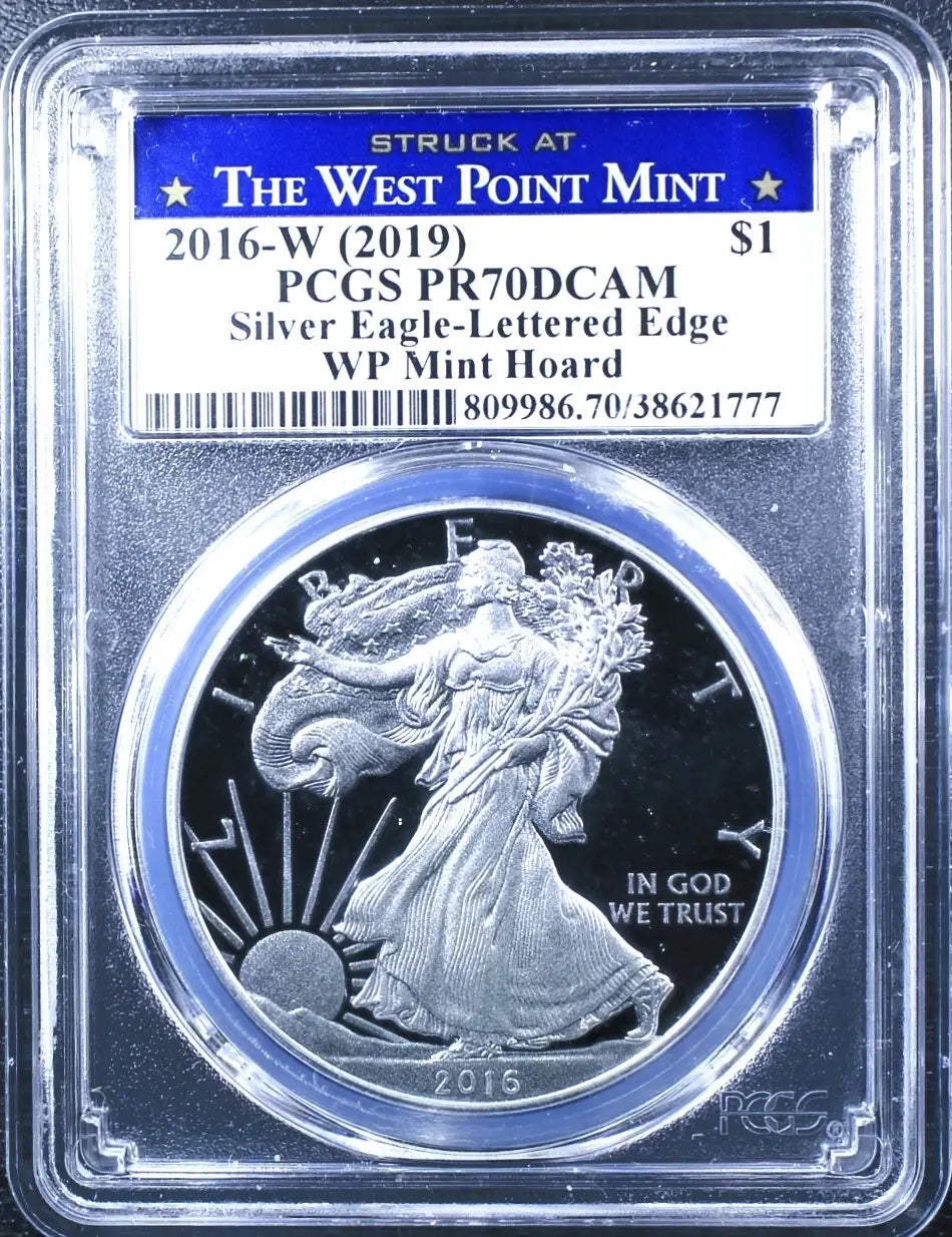 2016-W American Silver Eagle PR-70 DCAM Lettered Edge – Perfect Proof with Stunning Cameo Finish Heritage Pastime