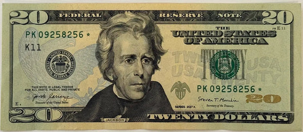 2017A $20 Federal Reserve Star Note – Andrew Jackson | Replacement Note U.S. Currency Heritage Pastime