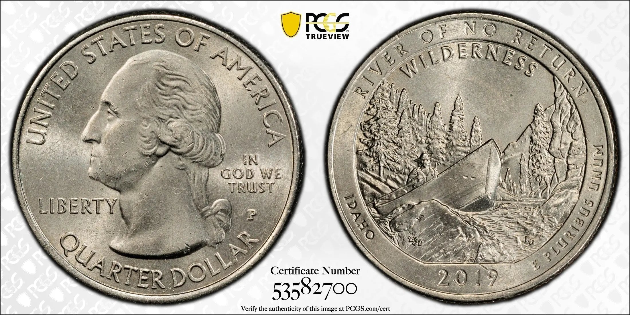 2019-P America the Beautiful Quarter – Frank Church River of No Return (Idaho) PCGS AU58 | Near Mint State Heritage Pastime