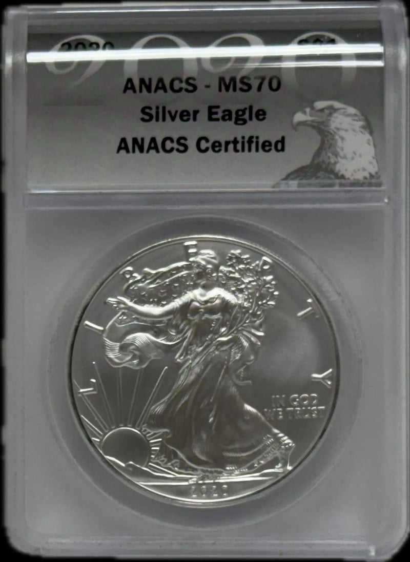 2020 Silver Eagle $1 MS70 – Perfect, Flawless American Silver Bullion Coin Heritage Pastime