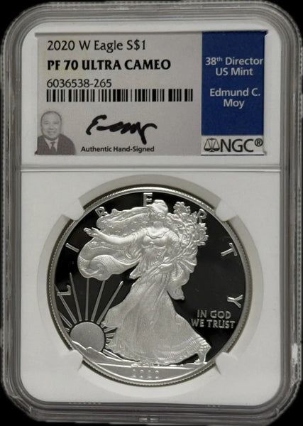 2020-W Silver Eagle $1 PF70 Ultra Cameo – Pristine Proof with Stunning Contrast Heritage Pastime