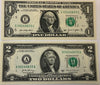 2021 $1 & 2017A $2 LOW DUPLICATE SERIAL NUMBER MATCHING DOLLAR NOTES! –SAME SERIALS E 00140833 C & A 00140833 A Heritage Pastime