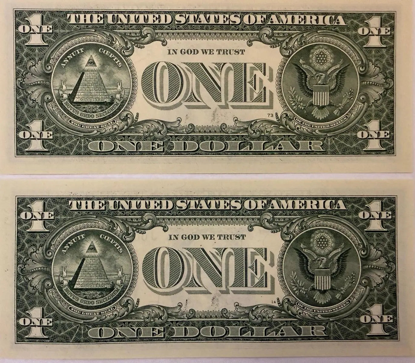 2021 $1 LOW DUPLICATE SERIAL NUMBER MATCHING DOLLAR NOTES! –SAME SERIALS E 00043432 C & J 00043432 B Heritage Pastime