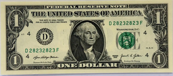 2021 $1 REPEATER Serial #D 28232823 F Heritage Pastime