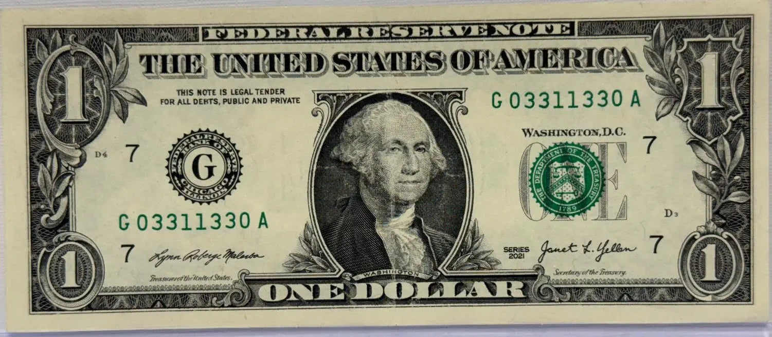 2021 $1 Radar Serial #G 03311330 A Heritage Pastime