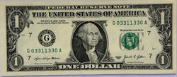 2021 $1 مسلسل رادار رقم G 03311330 A