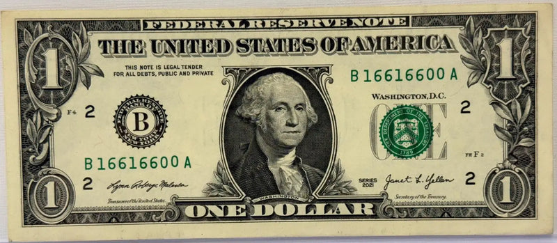 2021 $1 Repeater Serial #B 16616600 A Heritage Pastime