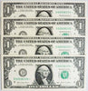 2021 Cleveland-Consecutive Star Notes - 4 $1 Notes in Superb Crisp Condition Heritage Pastime