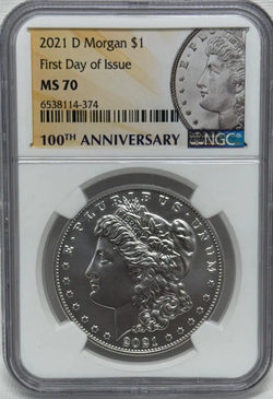 2021-D Morgan $1 First Day of Issue 100th Anniversary MS70 – Rare Commemorative Coin