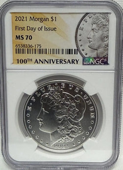 2021 Morgan $1 First Day of Issue 100th Anniversary MS70 – Limited Edition Commemorative Coin
