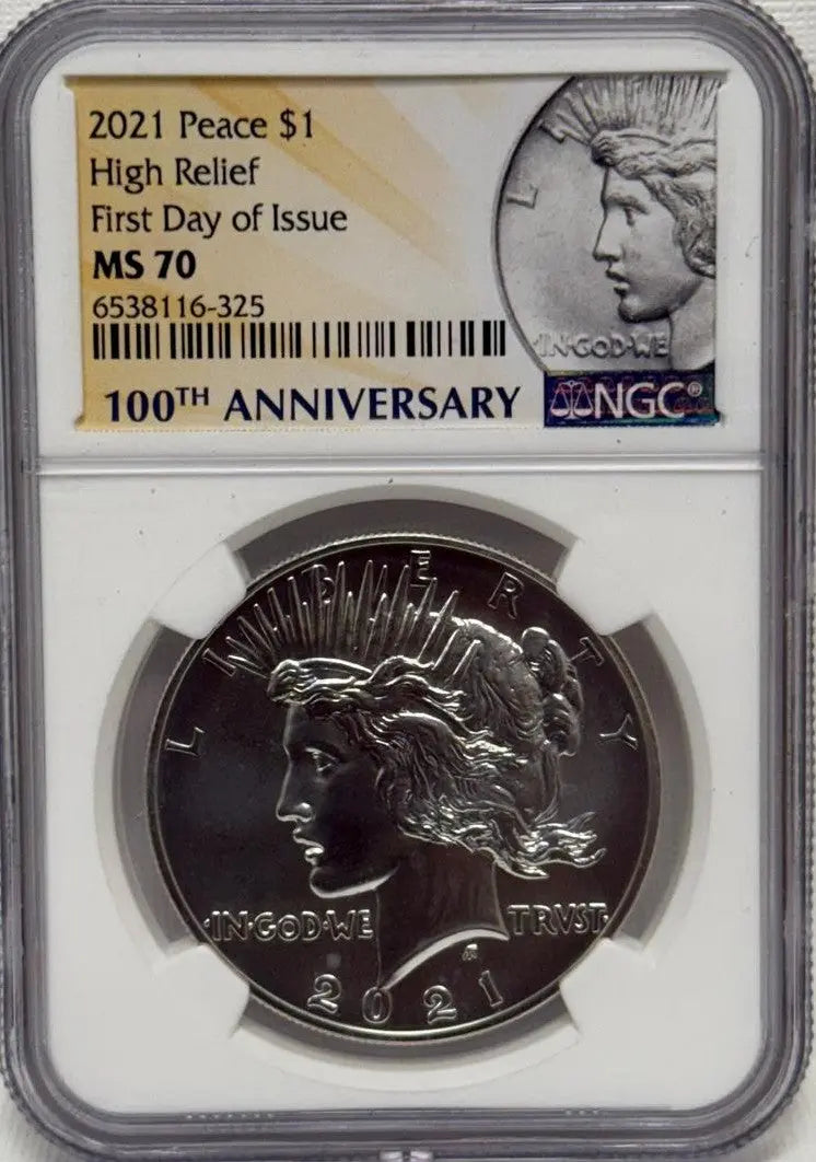 2021 Peace Silver Dollar High Relief MS70 – 100th Anniversary First Day of Issue Heritage Pastime