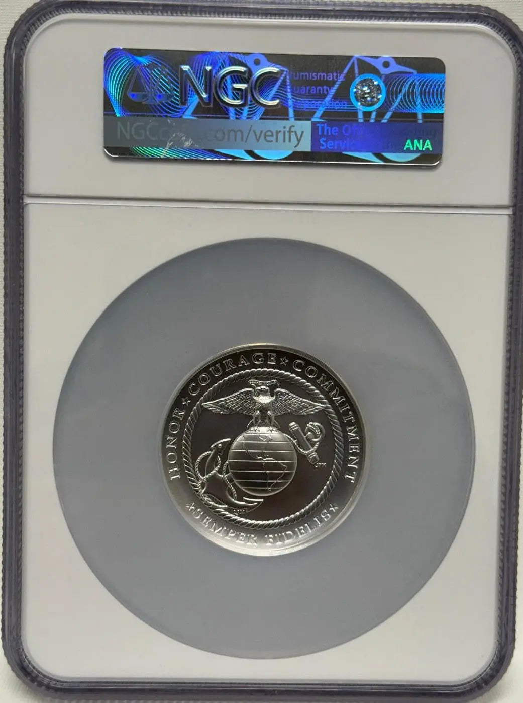 2022 2.5oz Silver Medal U.S. Marine Corps First Day of Issue MS 70 Honorable Mike Castle Hand Signed Heritage Pastime
