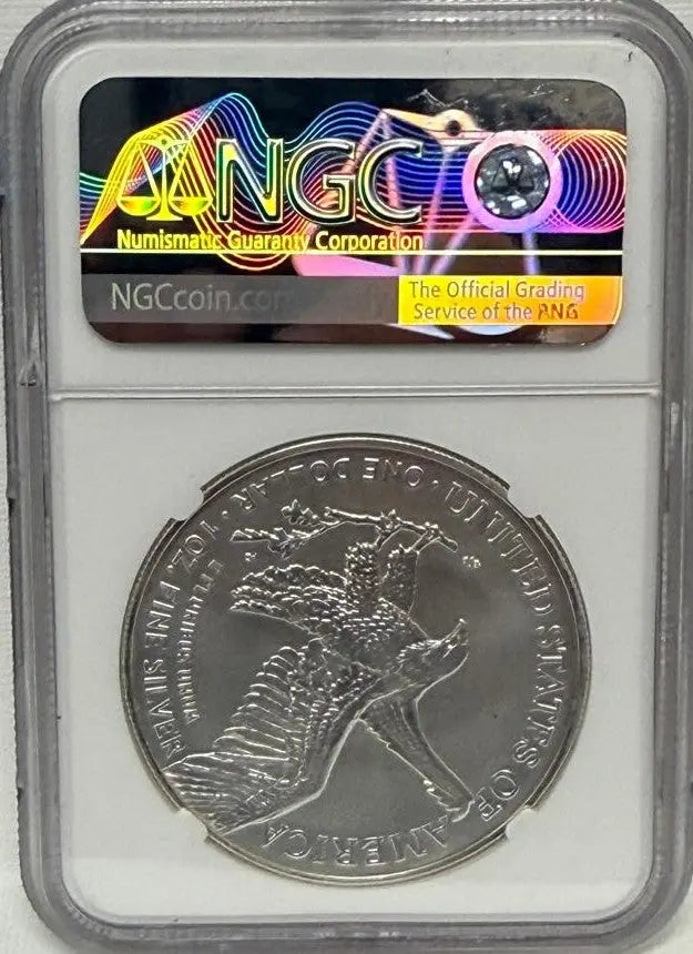 2023 Silver Eagle $1 MS69 First Day of Issue – Obverse Struck-Thru Error Heritage Pastime