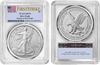 2026 American Silver Eagle PCGS MS70 First Strike Flag Label obverse and reverse view