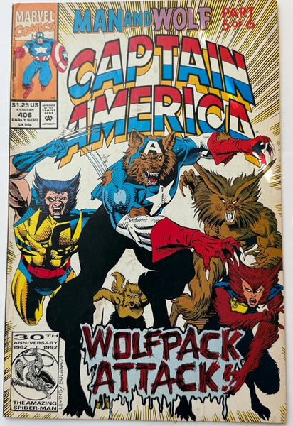 Captain America #406 (1992) – Marvel Comics Modern Age Issue | Classic Cap Adventure | Vintage Collectible Heritage Pastime