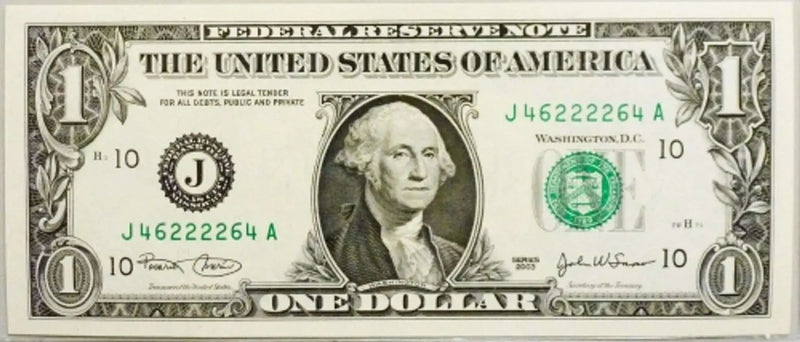 Collectible 2003 $1 Note - K.C. Fancy Radar Number 46222264 - A Must-Have for Any Currency Collecto Heritage Pastime