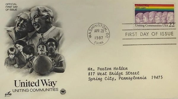 First Day Cover (FDC) – 100th Anniversary of the United Way | Vintage Collectible Postal Cover Heritage Pastime