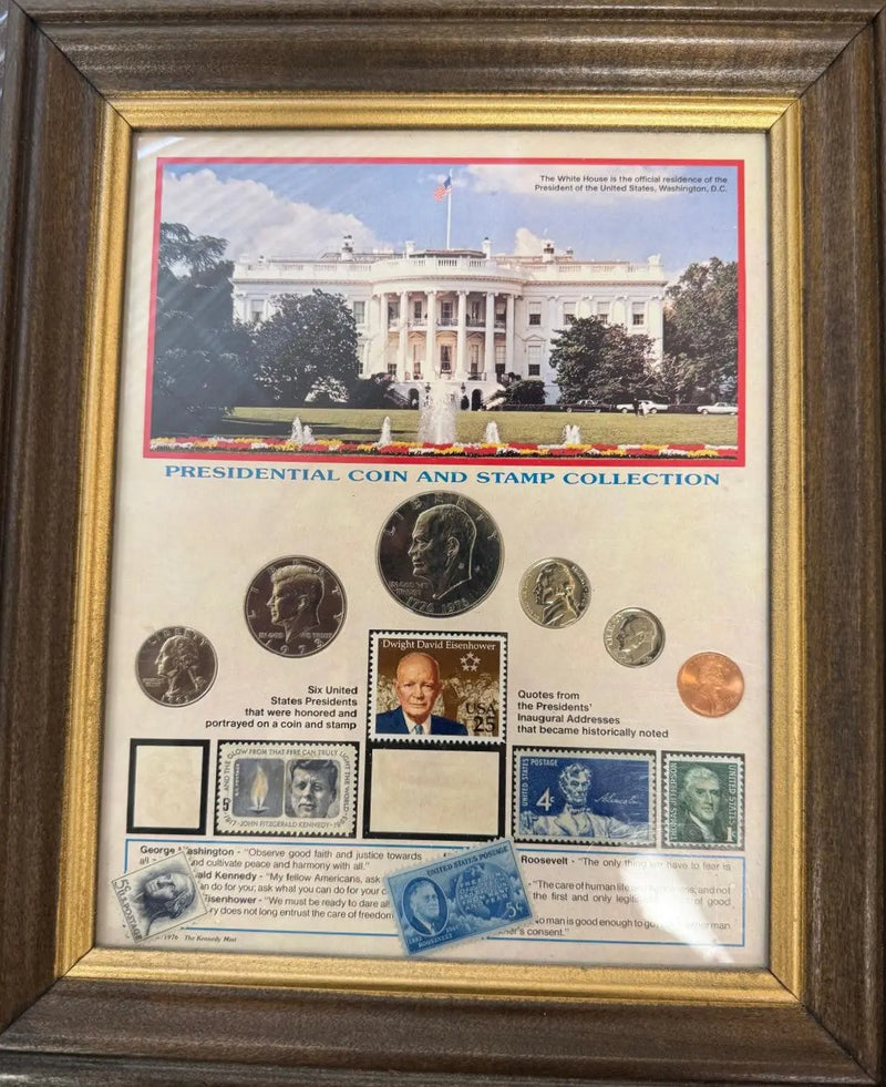 Framed Presidential Coin and Stamp Collection – Tribute to America’s Greatest Leaders Heritage Pastime