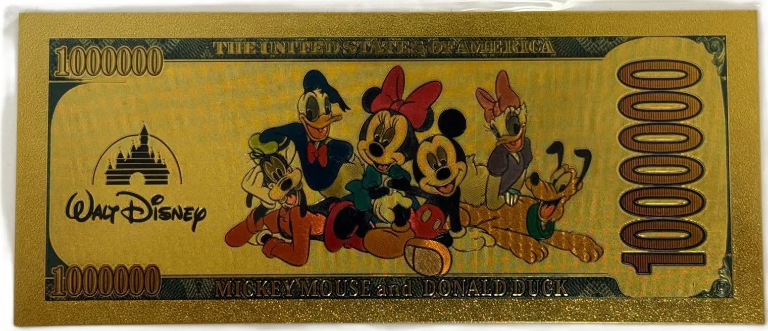 Goofy “One Million Dollars” Gold Foil Note – 24K Gold Plated Disney Collectible Bill Heritage Pastime