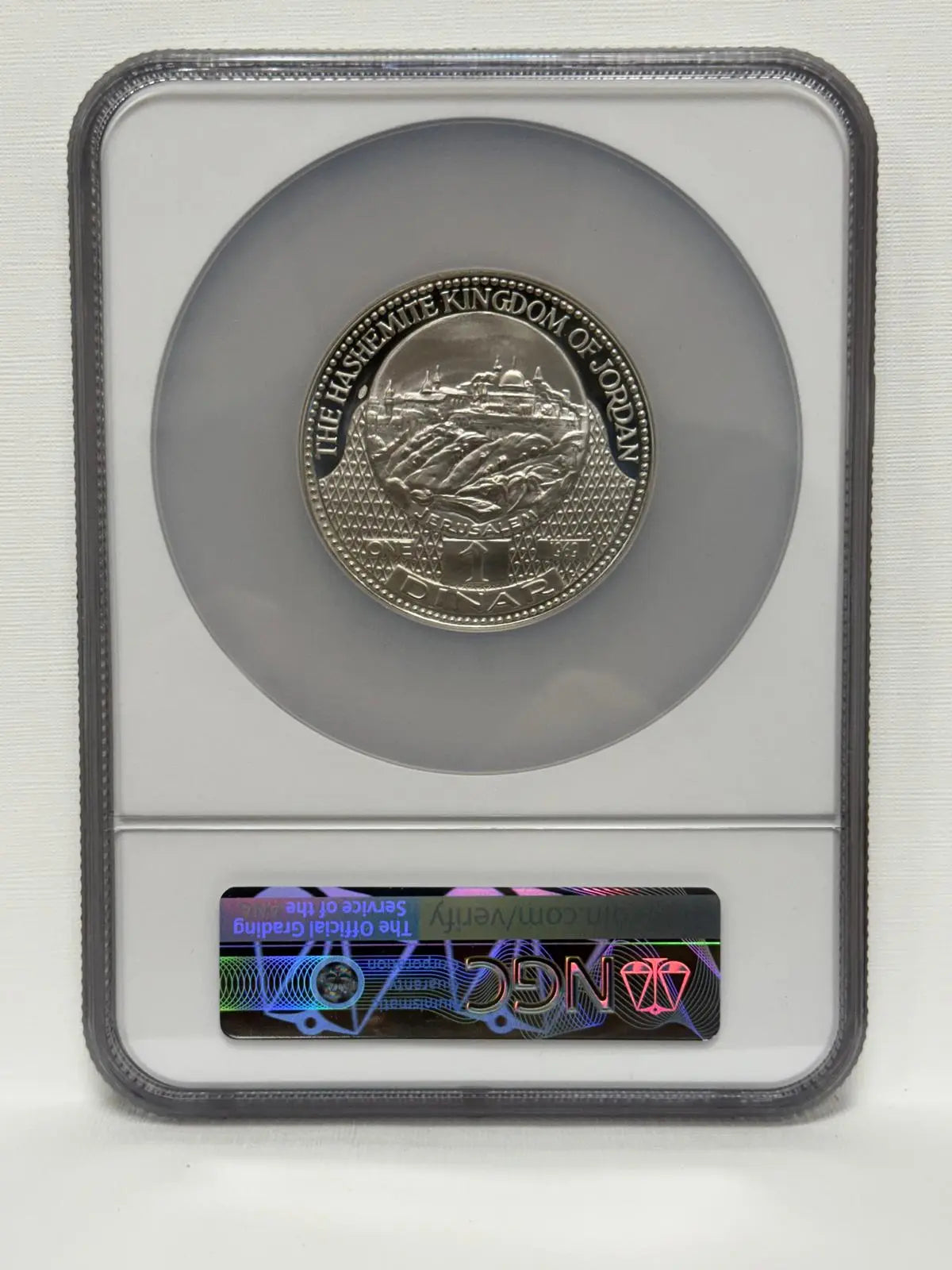 Jordan 1389-1969 1-Dinar Temple in Jerusalem PF68 Ultra Cameo Heritage Pastime