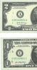 LOW DUPLICATE SERIAL NUMBER MATCHING $2 AND $1 NOTES! –SAME SERIALS Heritage Pastime