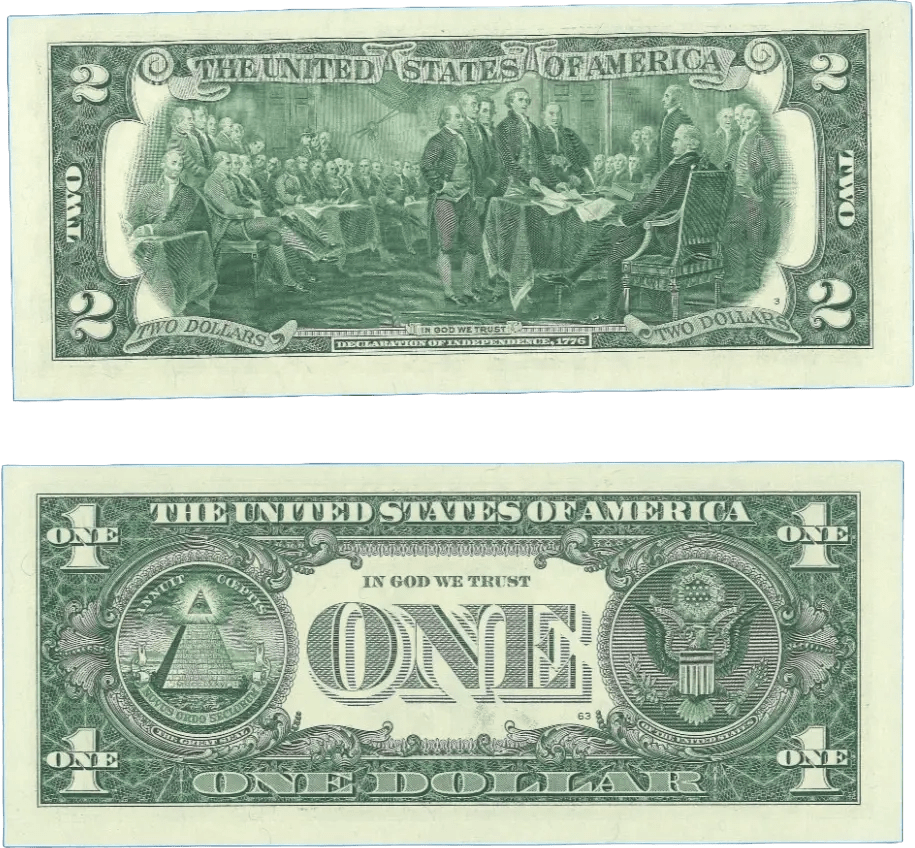 LOW DUPLICATE SERIAL NUMBER MATCHING $2 AND $1 NOTES! –SAME SERIALS Heritage Pastime