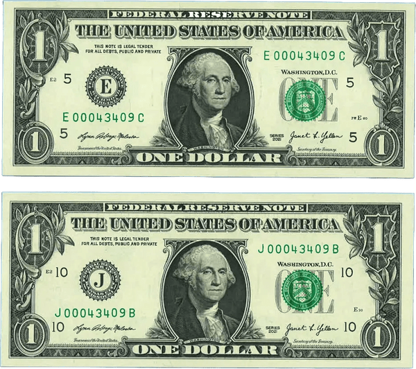 LOW DUPLICATE SERIAL NUMBER MATCHING DOLLAR NOTES! –SAME SERIALS Heritage Pastime