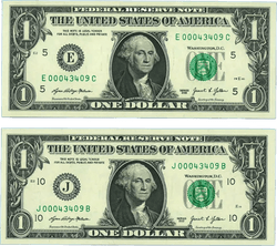 LOW DUPLICATE SERIAL NUMBER MATCHING DOLLAR NOTES! –SAME SERIALS