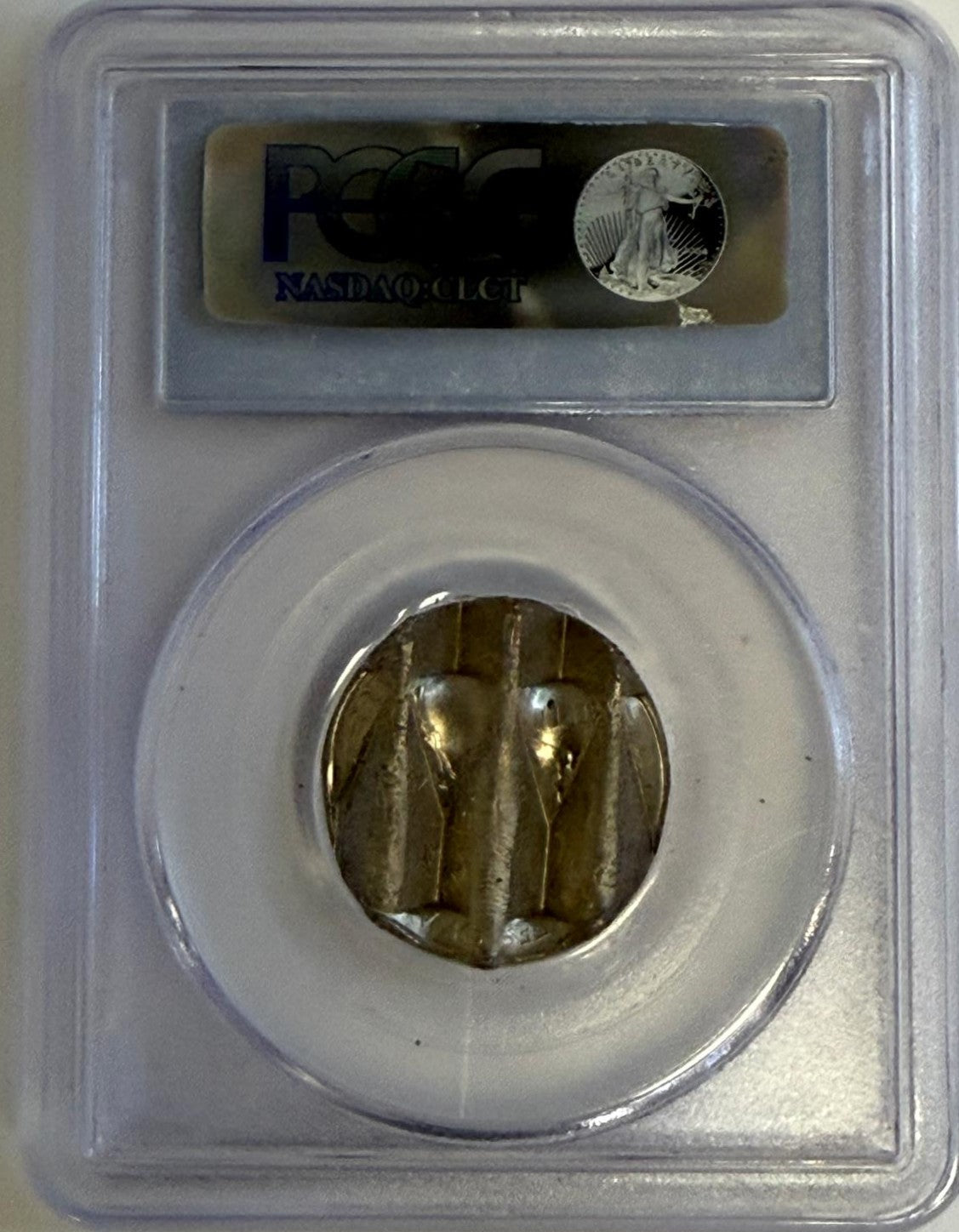PCGS graded Maine State Quarter error coin reverse label with NASDAQ logo