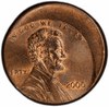 2000 Lincoln Memorial Cent MS64BN off-center strike error coin showing unstruck rim