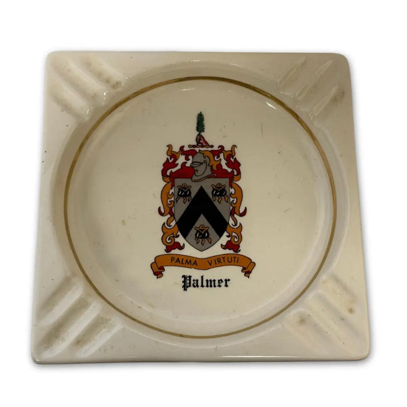 Palmer Family Coat of Arms Ceramic Ashtray Heritage Pastime