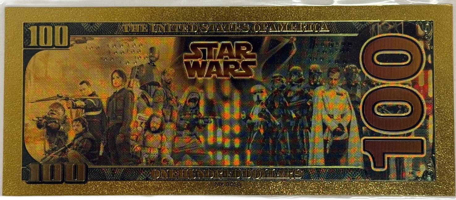 R2-D2 Star Wars $100 Novelty Gold Foil Note – 24K Gold Plated Collectible Bill