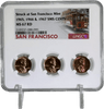 Rare 1965, 1966, & 1967 SMS Cents – All San Francisco Mint, NGC MS67RD Tri-Holder Heritage Pastime