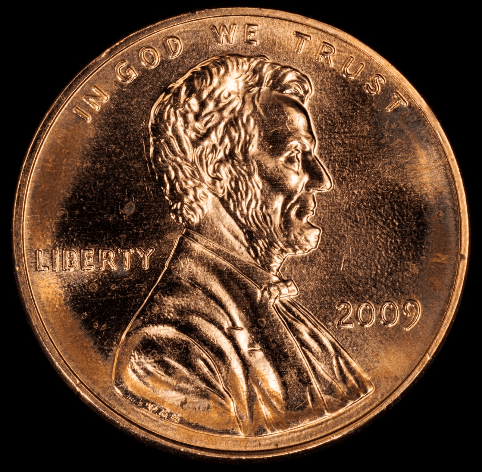 2009 Lincoln cent obverse profile detail with die crack error