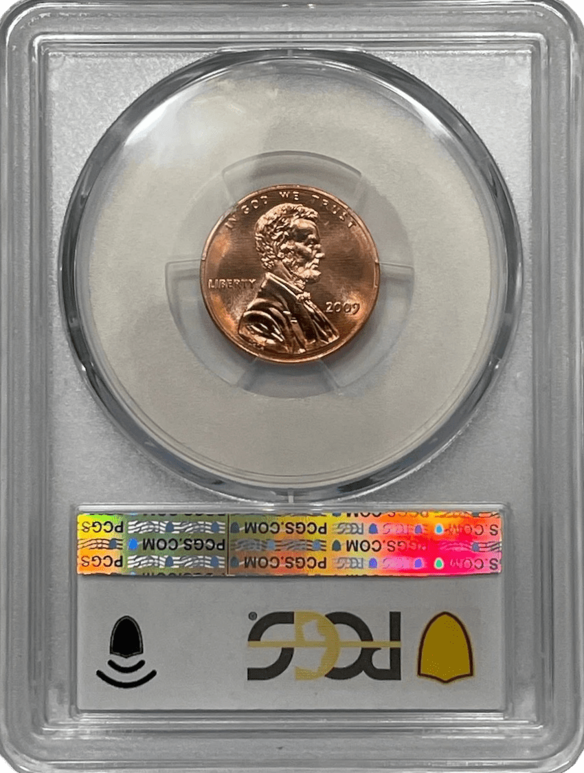 2009 Lincoln cent obverse in PCGS slab with security strip