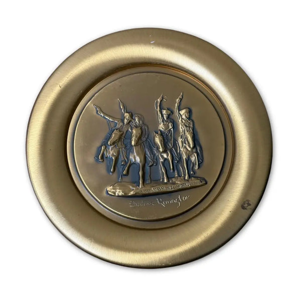 River Shore Ltd. limited edition bronze collector's plate featuring the "Coming through the Rye" sculpture by Frederic Remington. Heritage Pastime
