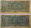 Set Of 2 1864 Confederate States of America $10 Notes – Consecutive Serial Numbers | Civil War Currency Heritage Pastime
