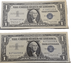 Set Of Two 1957 A And 1957 B Silver Certificate. 1 Uncirculated 1 About Uncirculated