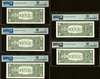 Seven rare $1 Federal Reserve Notes with mirrored Radar serial numbers in protective slabs