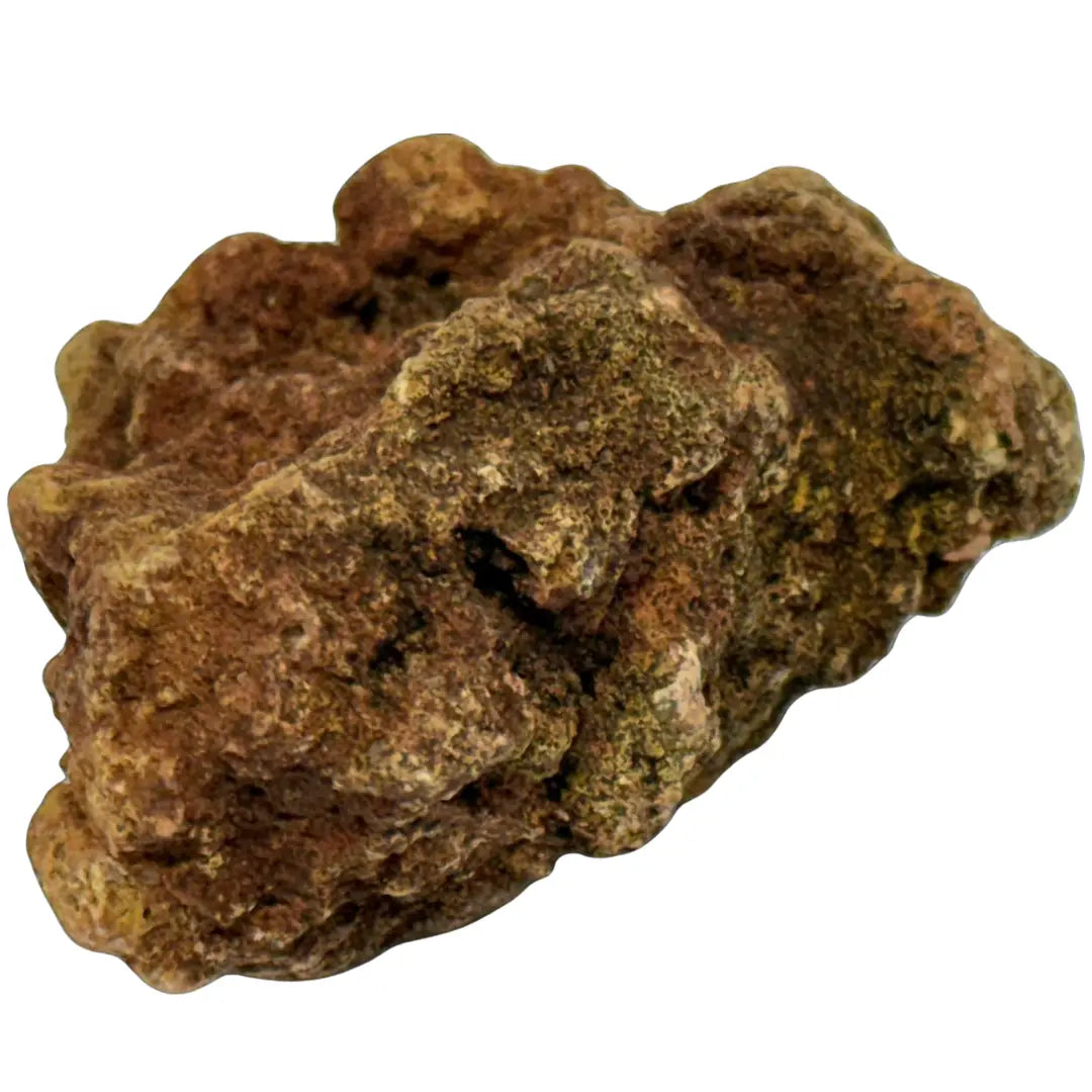 Specimen of richellite, a rare calcium, iron phosphate mineral. It is also identified as a fossilized coprolite (dung), possibly from a turtle or dinosaur. Heritage Pastime