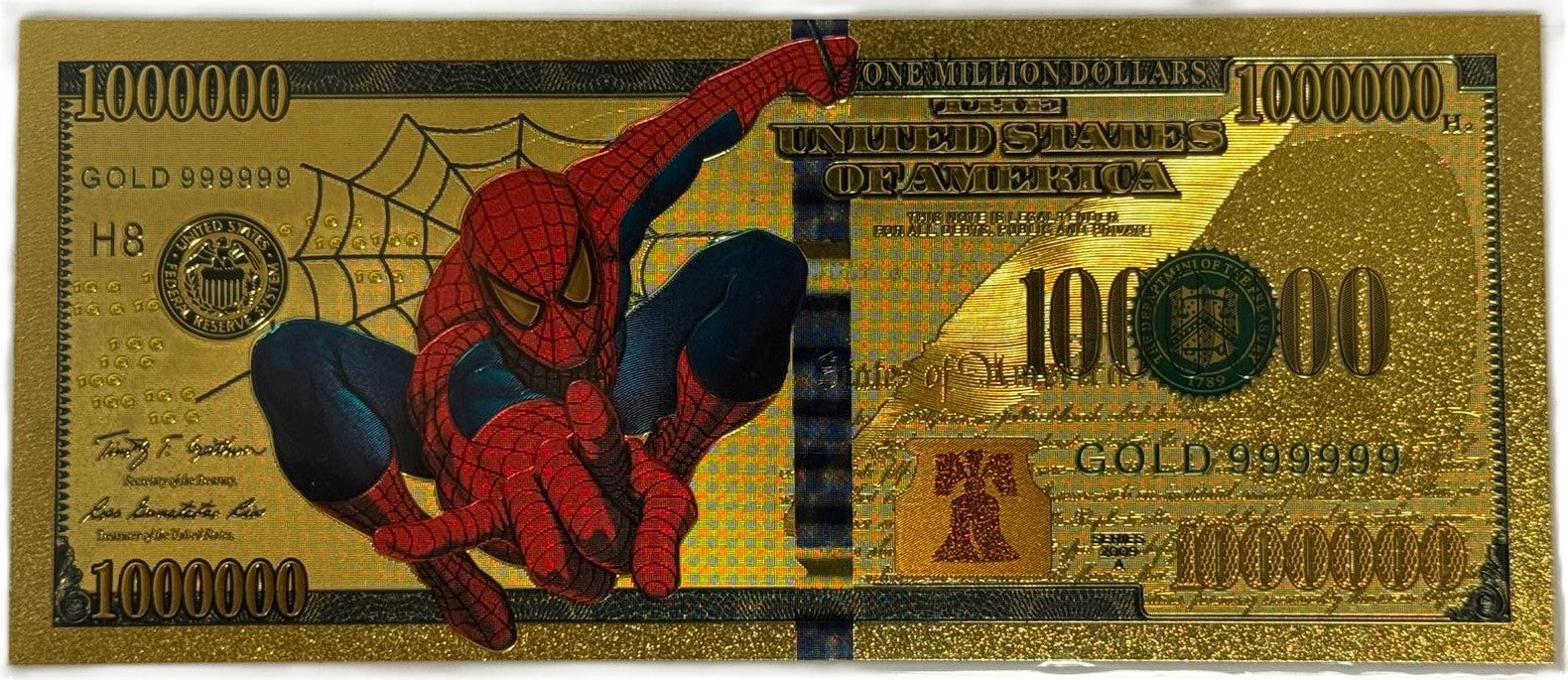 Spider-Man “One Million Dollars” Gold Foil Note – 24K Gold Plated Marvel Collectible Bill