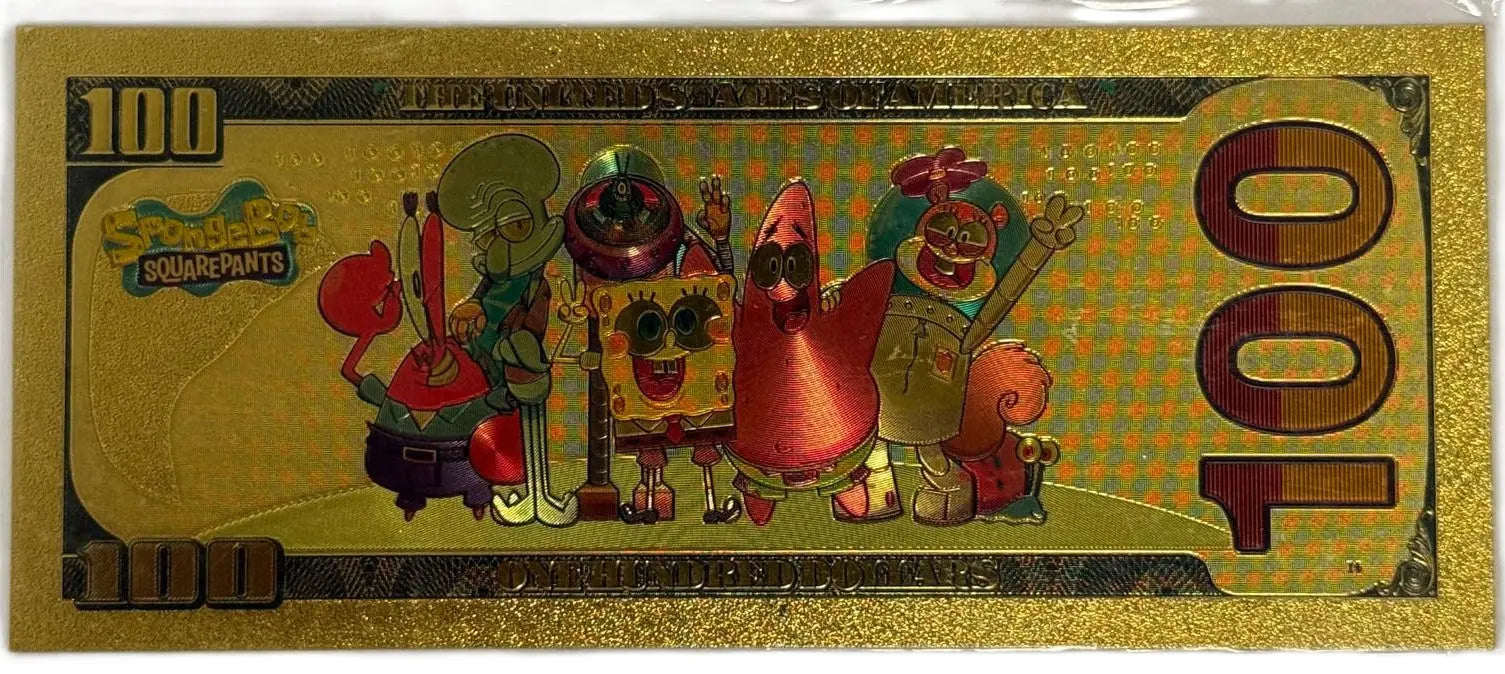 Squidward Tentacles SpongeBob $100 Gold Foil Note – 24K Gold Plated Collectible Novelty Bill Heritage Pastime