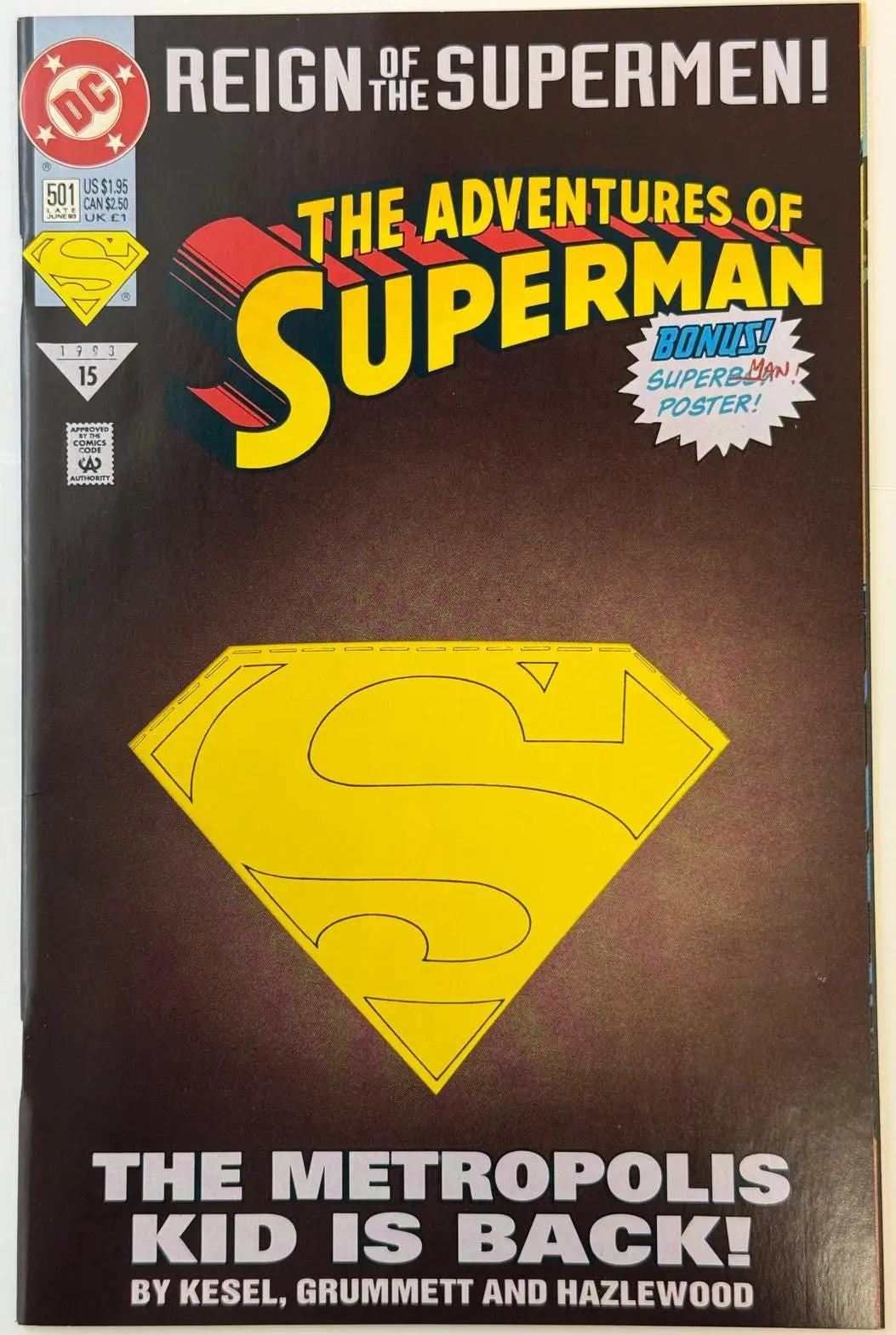 The Adventures of Superman #501 (1993) – “Reign of the Supermen” | Bonus Poster Edition | DC Comics Heritage Pastime