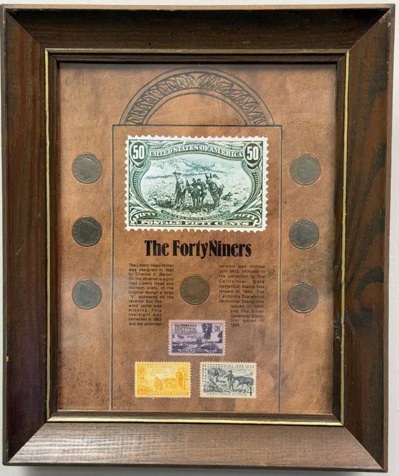 “The Forty Niners” Vintage Framed Collection – Gold Rush Commemorative Stamp & Coin Set Heritage Pastime