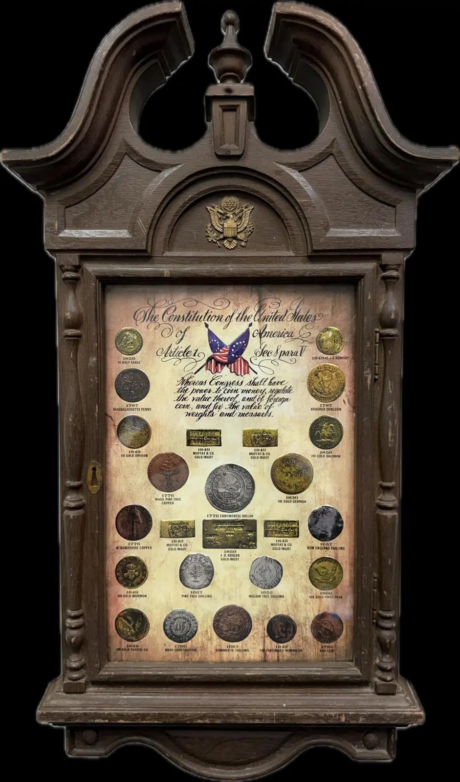 United States 20th Century Coin Collection Framed Display – Historic Coin Shadow Box Heritage Pastime