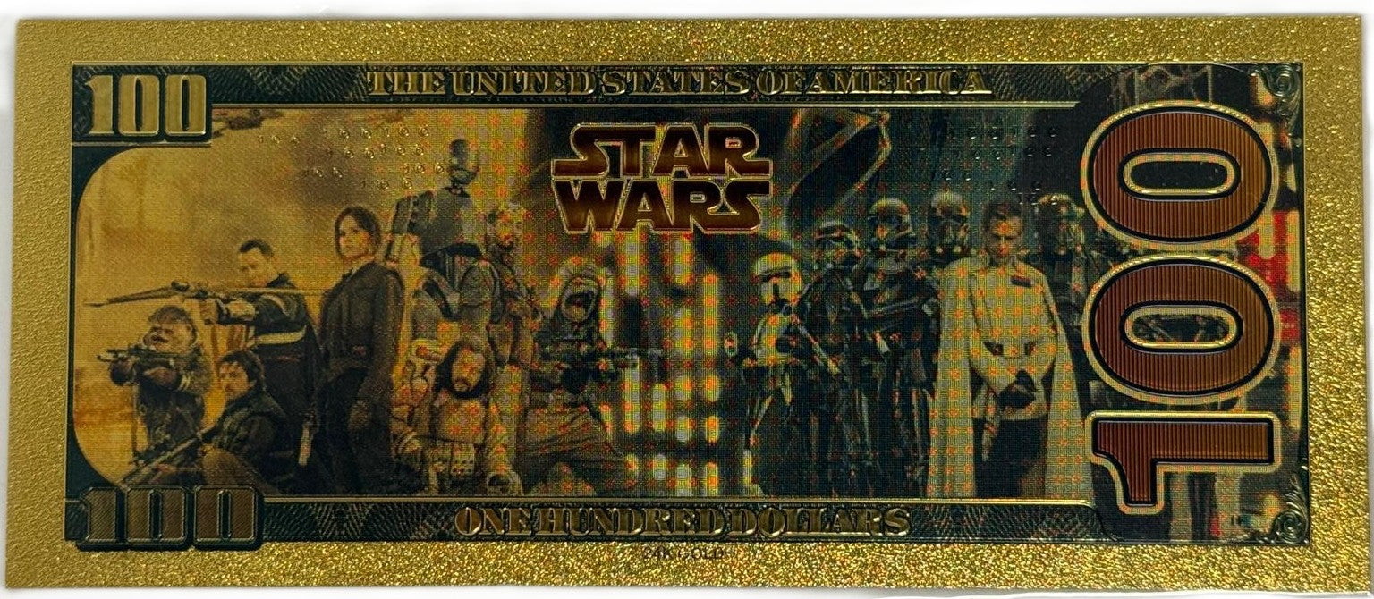 Yoda Jedi Star Wars $100 Novelty Gold Foil Note – 24K Gold Plated Collectible Souvenir Bill